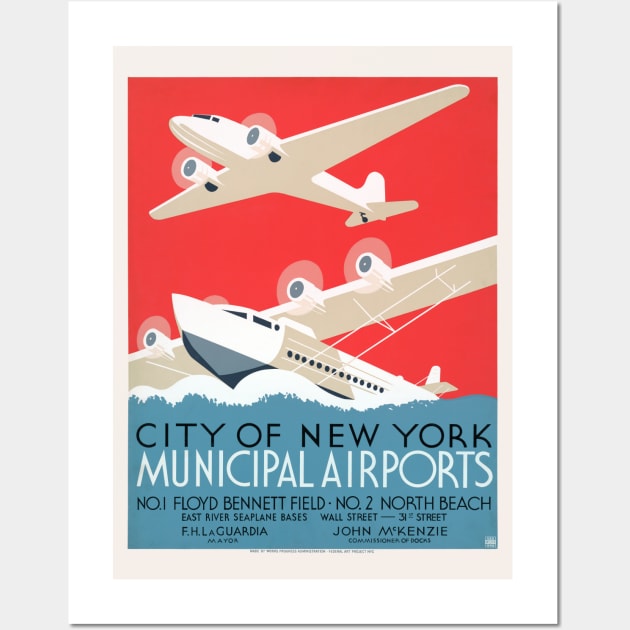 City of New York Municipal Airports Vintage Poster 1937 Wall Art by vintagetreasure